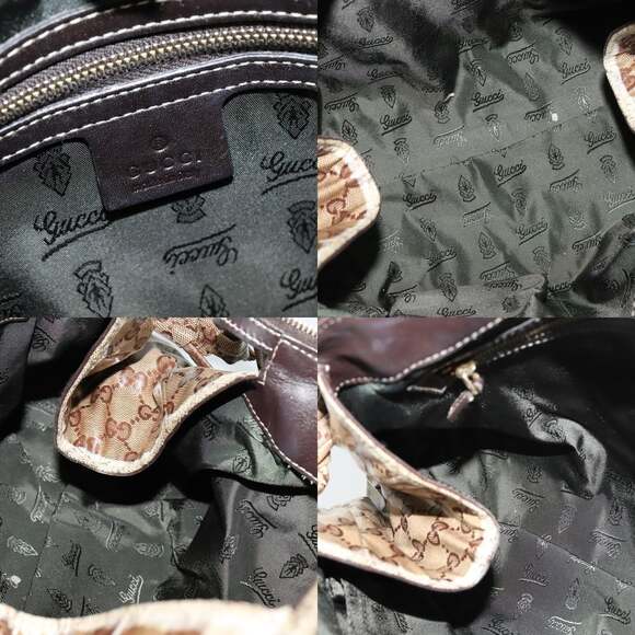GUCCI GG Crystal Hand Bag Coated Canvas Brown Gold - Picture 11 of 12